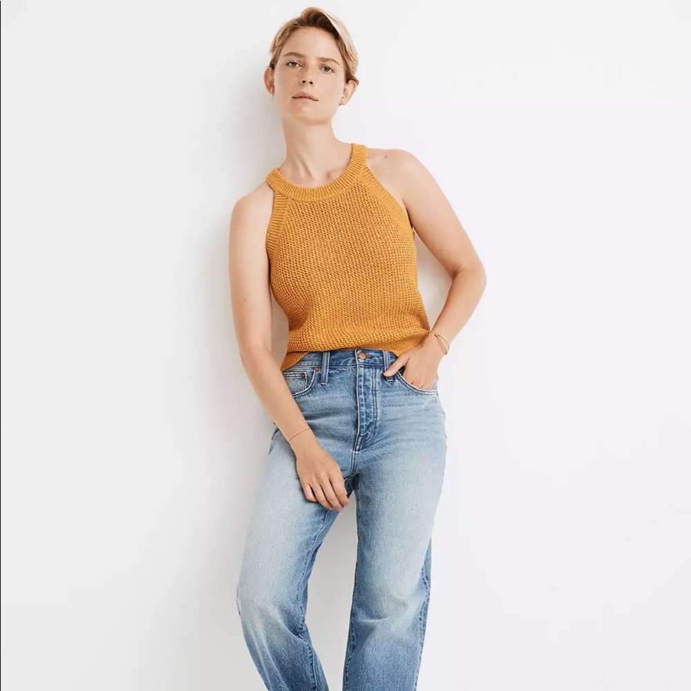 Madewell Yellow Cutaway Sweater Tank